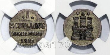 ������� 1 ������� 1851� � ����� ��� AU58, #550-167