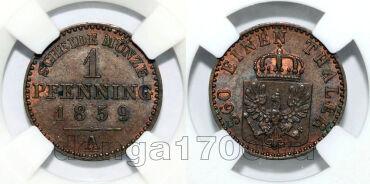 ������� 1 ������� 1859� � � ����� ��� MS63BN, #550-355