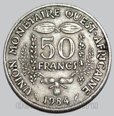 Западная Африка 50 франков 1984 года, #763-344