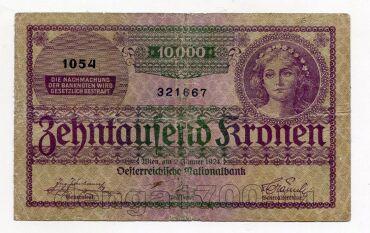 Австрия 10000 крон 1924 года, #l638-114