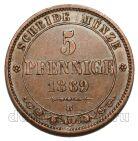Саксония 5 пфеннигов 1869 года В, #742-033