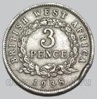 Британская Западная Африка 3 пенса 1938 года Георг VI, #763-350