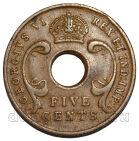 Британская Восточная Африка 5 центов 1943 года Георг VI, #763-352