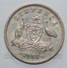 Австралия 6 пенсов 1951 года Георг VI, #799-166