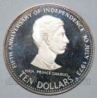 Багамские острова 10 долларов 1978 года 5 лет Независимости Принц Чарльз ПРУФ, #813-0654 